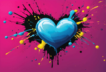 This is a colorful paint splash. Include hearts.