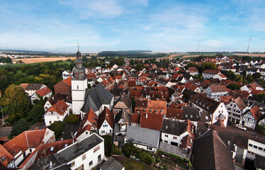 Aerial view over german village