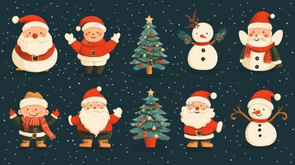 Christmas Characters in Snowy Scene