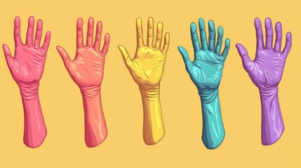 Obraz premium Colorful Raised Hands