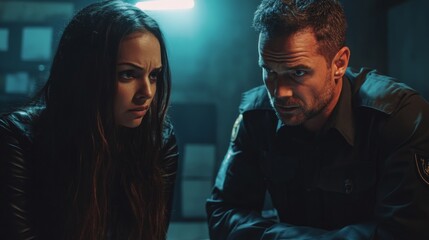 Detectives in Intense Investigation Scene