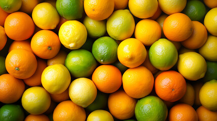 A high-definition photograph of a beautiful, seamless fruit background, featuring vivid oranges,...