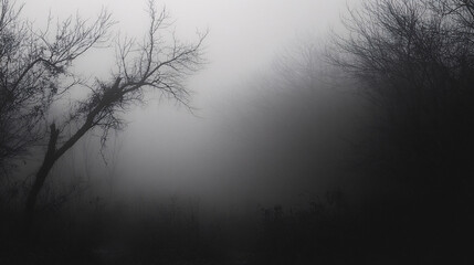 Obraz premium Mysterious Dense Fog Creeping Along the Ground in a Surreal Atmosphere
