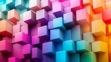 Obraz premium Vibrant 3D Geometric Colorful Blocks Art