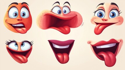 Fototapeta premium Animated Facial Expressions with Tongue Out