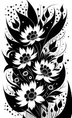 black and white floral background