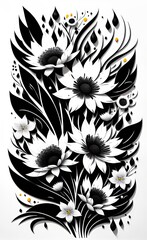 black and white floral background