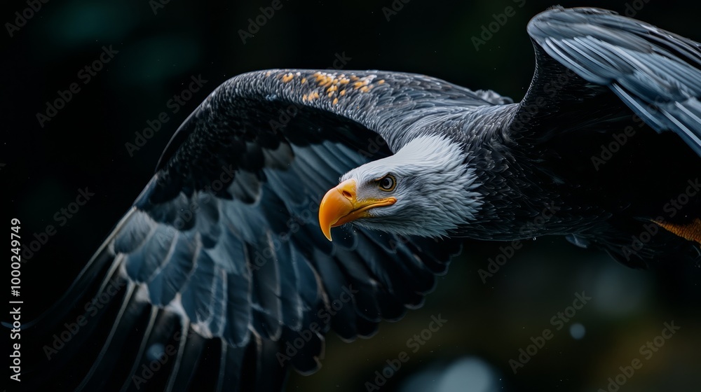 Canvas Prints  A close-up of a bird of prey in flight, wings fully extended