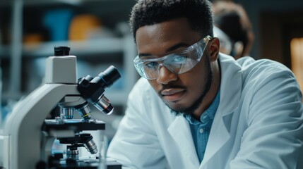 Scientist Using Microscope in Laboratory