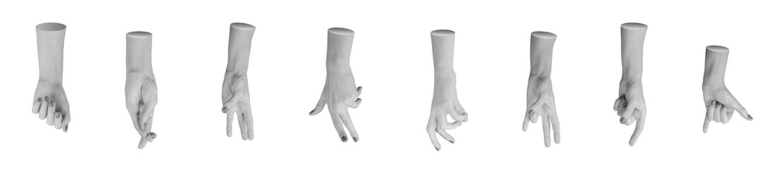 Different funny weird quirky gestures set isolated on white background