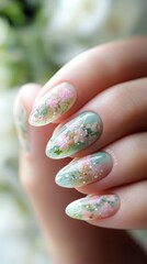 Floral watercolor nail art design – delicate spring-inspired manicure