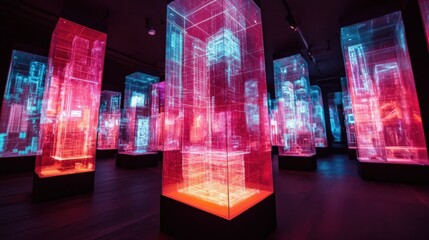 Obraz premium Futuristic neon architecture in a modern urban art studio setting