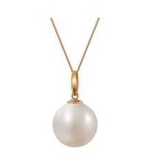 Gold pendant with pearl on chain Vector illustration