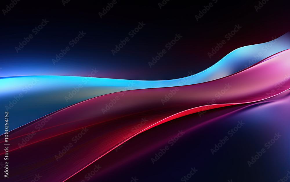Poster Vibrant abstract blue and red waveform with fluid motion and colorful gradients.