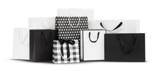 Black Friday Shopping bags isolated on white background, Banner for sales promotion, online shopping, or special offer