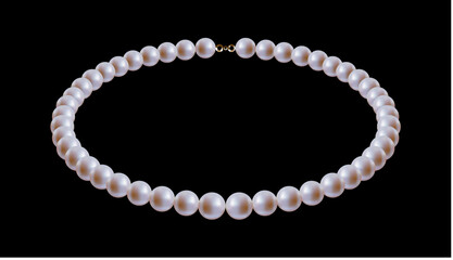 Pearl necklace. Precious white pearl beads. Vector illustration