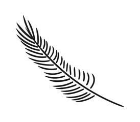 Outline Christmas tree Branch. Contour evergreen Fir branch. Pine. Spruce Tree bough. Needles. Nature. Coniferous. New Year. Hand drawn doodle. Ink. Isolated on white background. Vector illustration.