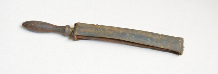 Vintage razor blade sharpener on white background