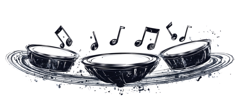 Three bowls with musical notes on them