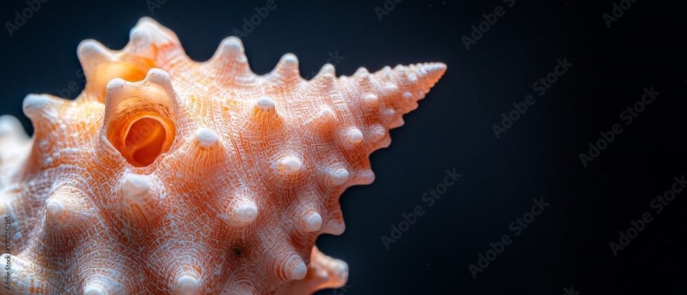 Poster a tight shot of an orange-white sea anemone sporting white specks on its outer rim