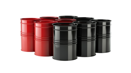 Red and Black Oil Barrels.