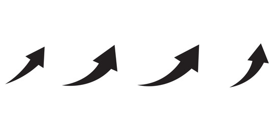 Round curl long arrow. Thin arrow curled symbol icon. Arrow swish sign.