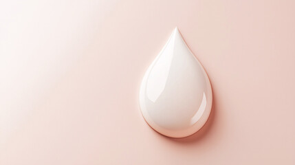 Fototapeta premium the purity and simplicity of a single glossy drop against a soft pink background, creating a serene and elegant visual.Ideal for beauty and skincare brands and minimalist design projects.