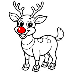 Charming Reindeer with a Bold, Outline Nose vector