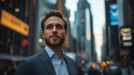 Fototapeta premium Smiling Businessman in Urban Setting