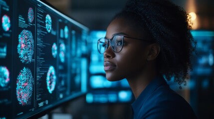 Woman Data Scientist Analyzing Complex Data