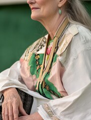 Elegant Fashion Portrait Featuring a Model in Pastel Textiles