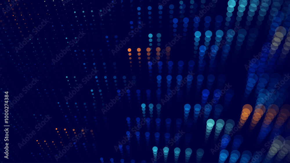 Aufkleber Cyber Big Data Flow Particles Bokeh. Digital Neural Network. Concept of AI Artificial Intelligence Technology Machine Deep Learning. Digital Communication. Science Technology Presentation Vector.