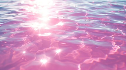 Pink Water Surface with Sun Reflection