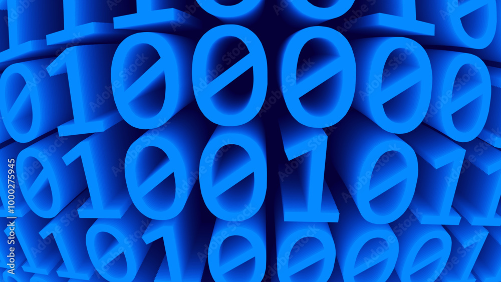 Aufkleber Digital Binary Numbers 0 and 1 Code Background. Abstract Futuristic Binary Code. Technology or Computer Science Hacking Programming Concept Backdrop. Vector Illustration.