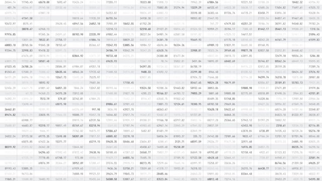 Business Spreadsheet Table with Stock Market Cryptocurrency Numbers Concept for Accounting, Budget, Profit, Tax And Financial Review. Vector Illustration.