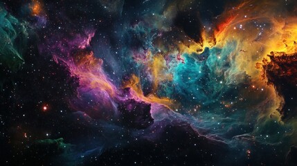 Fototapeta premium Cosmic Nebula with Swirling Colors and Scattered Stars
