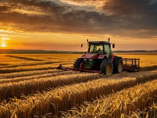 Fototapeta premium combine harvester on field