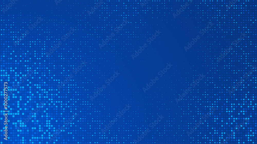 Poster Blue Tech Finance Fintech Background Abstract Pixel Pattern. Abstract Business Tech Science Vector Backdrop.