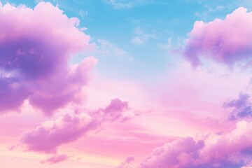 Fototapeta premium Pastel Pink and Blue Sky with Fluffy Clouds