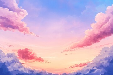 Pastel Pink and Blue Clouds in a Sunset Sky