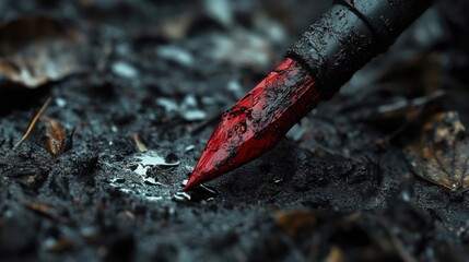 Capturing the Essence of Nature: A Red Pen Amidst Earthy Textures