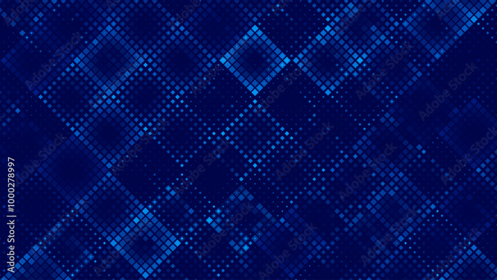 Poster Halftone Pixel Dithering Square Tiles Seamless Pattern. Vintage 8-bit Game Background. Vector Illustration. Pixel Halftone Effect Random Tiles Generative Art.
