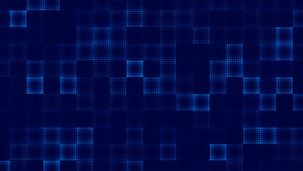 Halftone Pixel Dithering Square Tiles Seamless Pattern. Vintage 8-bit Game Background. Vector Illustration. Pixel Halftone Effect Random Tiles Generative Art.