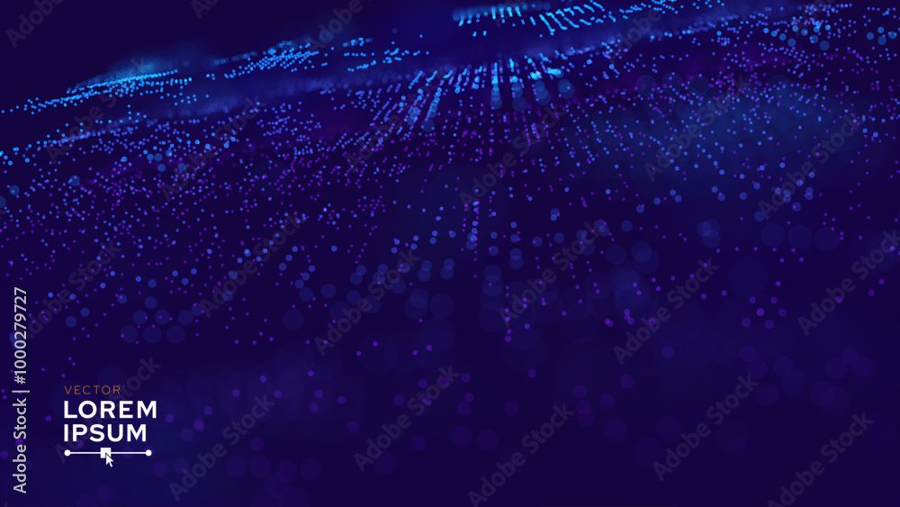 Poster Digital Data Flow Vector Background. Big Data Technology Lines. Data Transmission Concept. High Speed Internet. Information Matrix Flow in Virtual Reality Cyberspace. Vector Illustration.