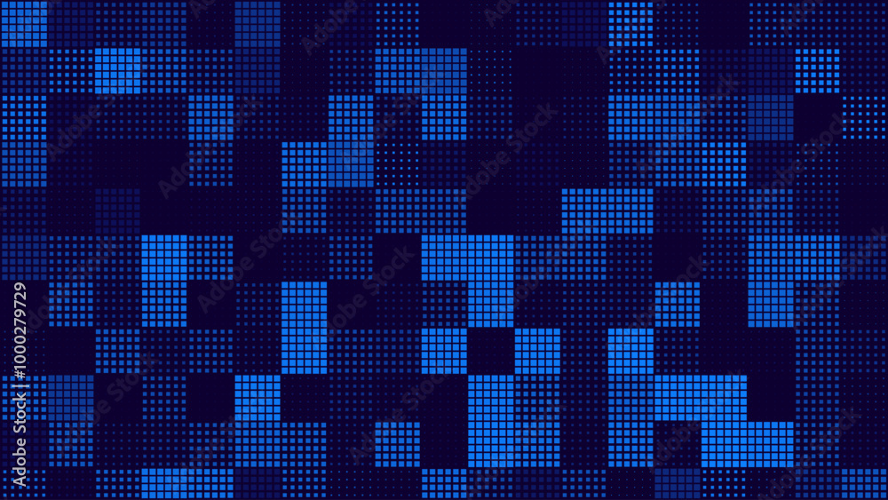 Aufkleber Halftone Pixel Dithering Square Tiles Seamless Pattern. Vintage 8-bit Game Background. Vector Illustration. Pixel Halftone Effect Random Tiles Generative Art.