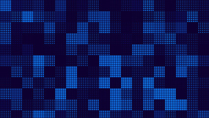Halftone Pixel Dithering Square Tiles Seamless Pattern. Vintage 8-bit Game Background. Vector Illustration. Pixel Halftone Effect Random Tiles Generative Art.