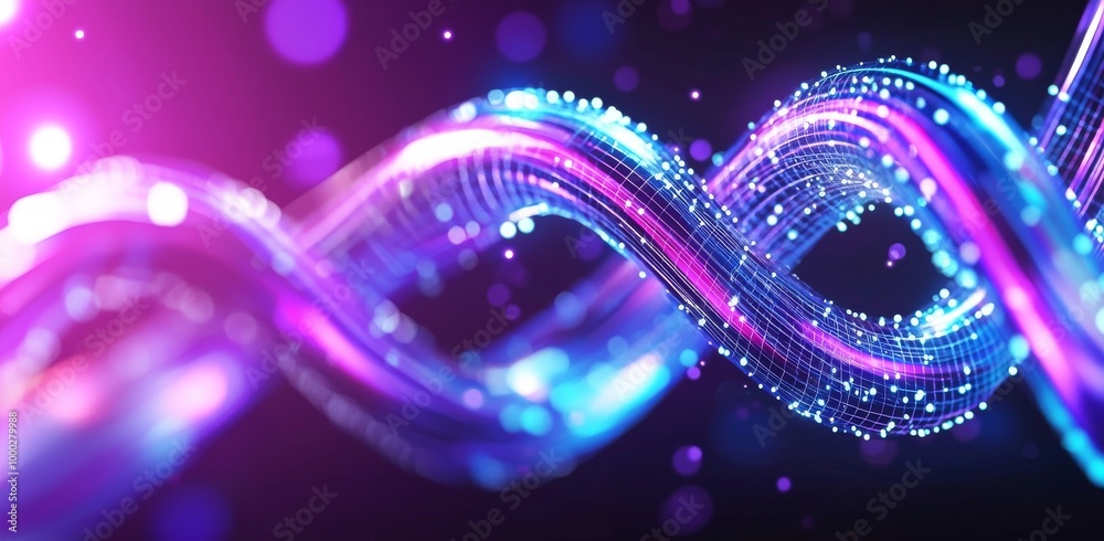  icon of a neuron network in 3d. big data and cybersecurity. data stream. global database with bokeh 