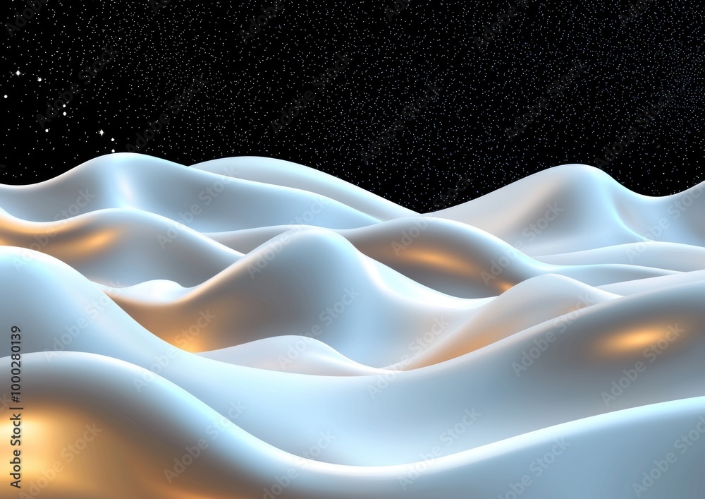 Poster a motion graphics microworld made of glowing particles forms a line grid. 3d rendering. glow particl
