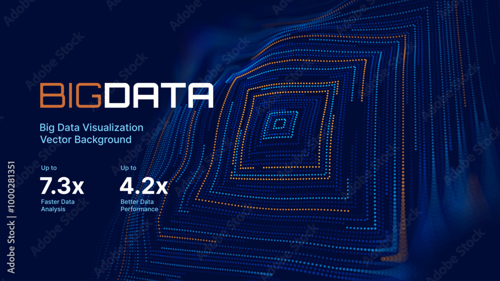 Aufkleber Big Data Visualization. Circular Particles Dots Vortex Abstract Galaxy. Futuristic Science or Finance Infographic Design. Complex Visual Data Background. Abstract Data Flowing. Vector Illustration.