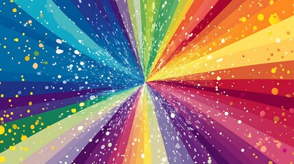 Abstract rainbow background with burst of light and sparkle effect.